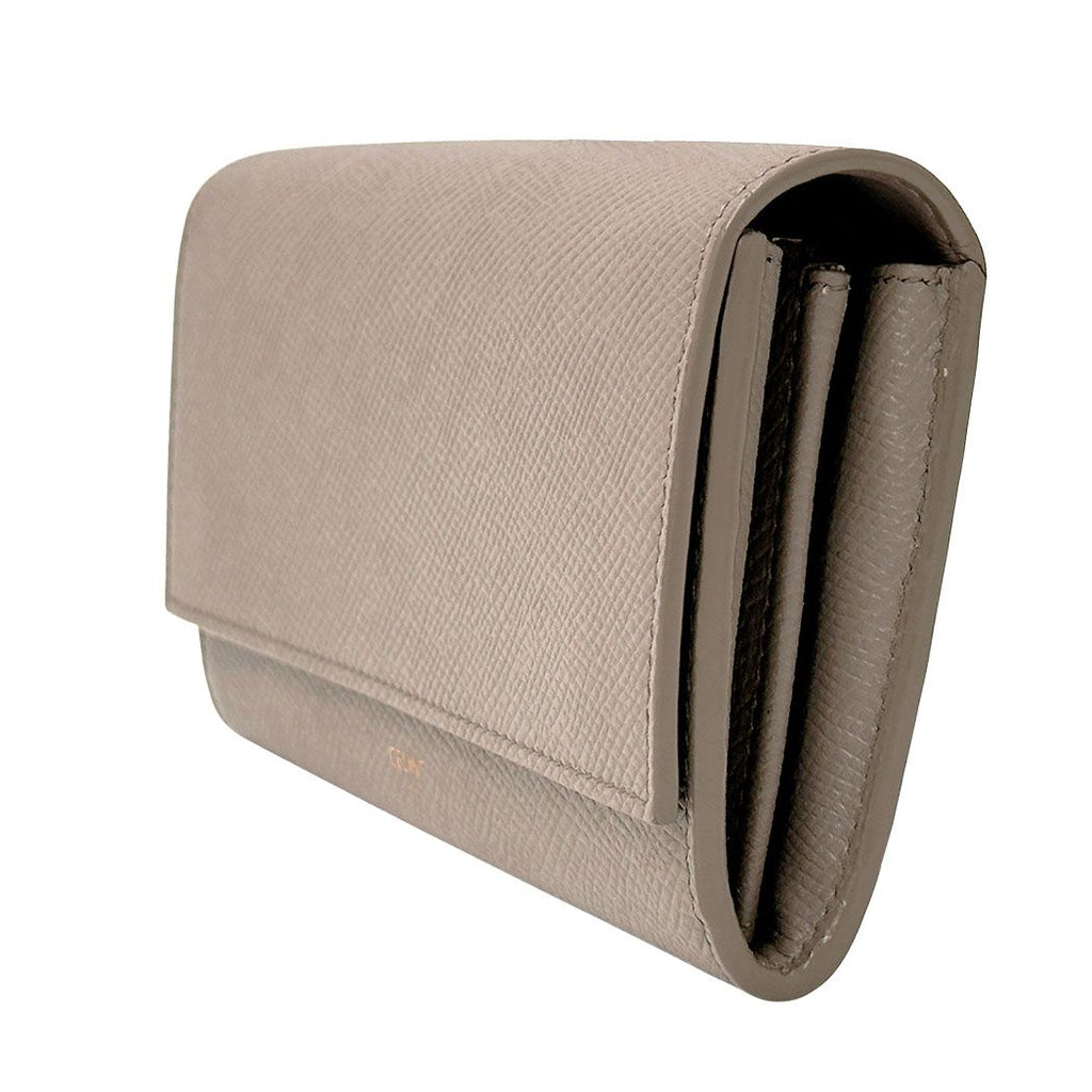 Celine Wallet Leather Greige Flap Style Simple Feminine Mini — view 4