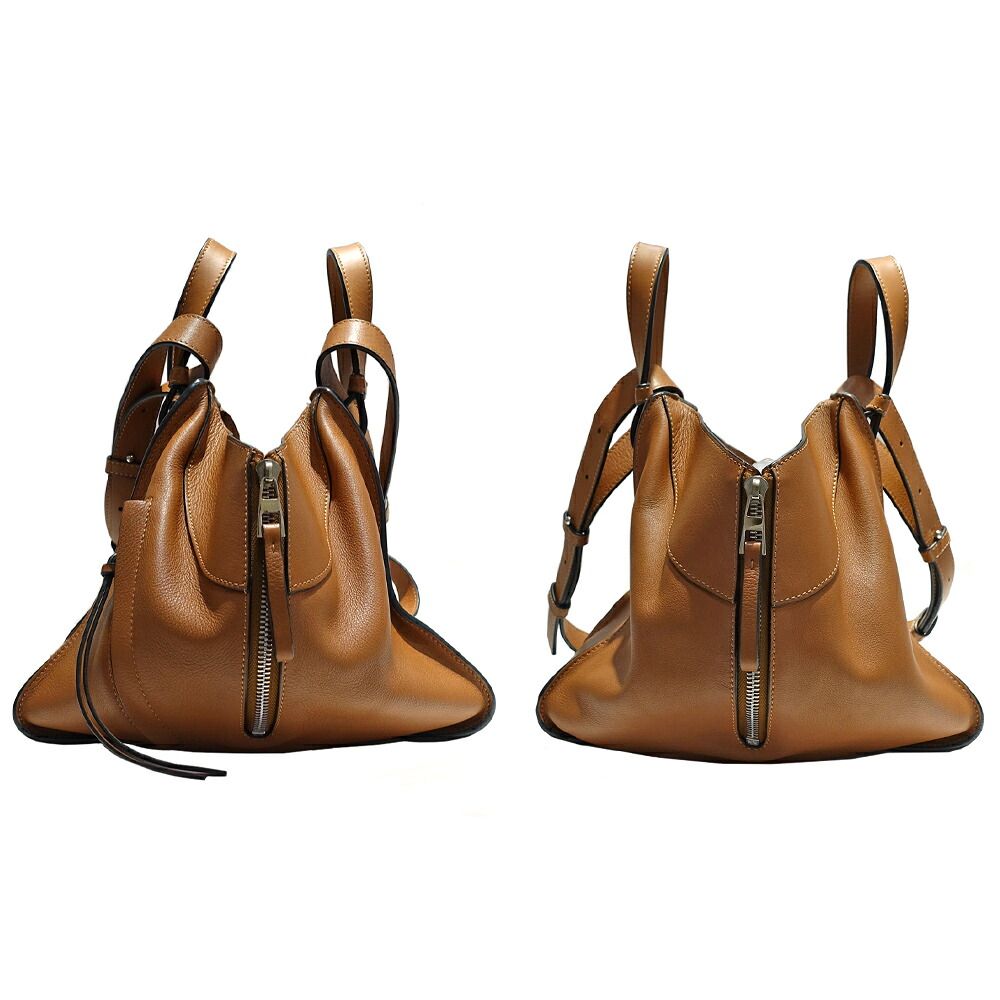 Loewe Hammock Small Brown Camel 2-Way Shoulder Bag Silver — view 3