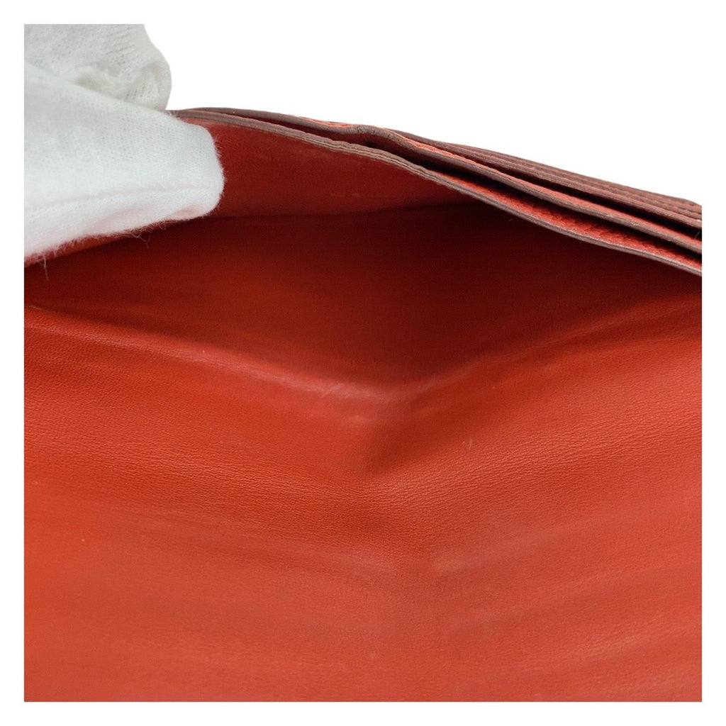 Hermes Dogon Long Rouge Grenat Red Silver Togo Wallet — view 5