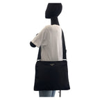 Prada Tessuto Black Silver Nylon Shoulder Bag — view 7