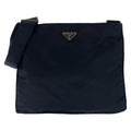 Prada Tessuto Black Silver Nylon Shoulder Bag