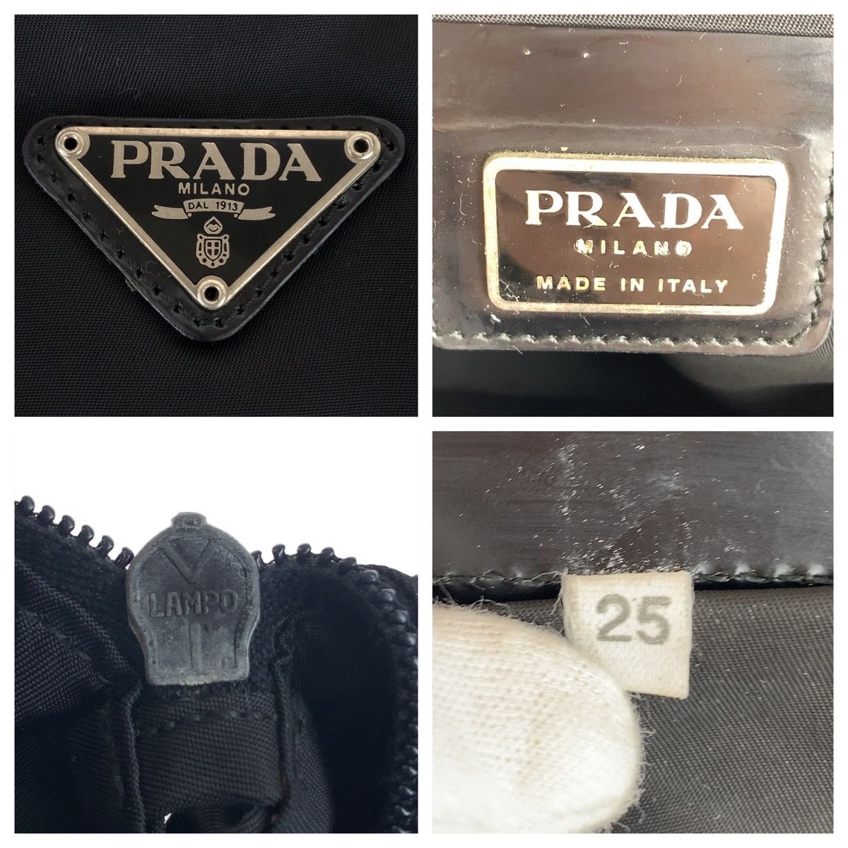 Prada Tessuto Black Silver Nylon Shoulder Bag — view 3