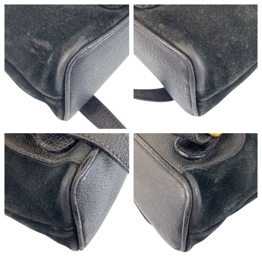 Gucci Bamboo Black Gold Suede Backpack — view 4