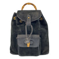Gucci Bamboo Black Gold Suede Backpack