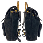 Gucci Bamboo Black Gold Suede Backpack — view 7