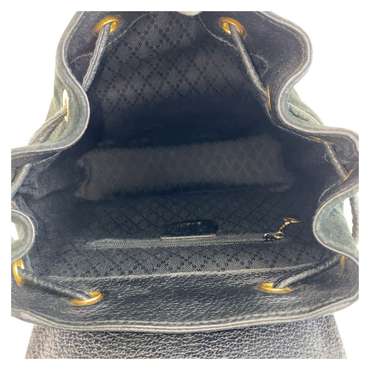 Gucci Bamboo Black Gold Suede Backpack — view 8