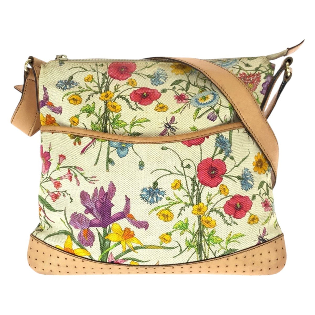 Gucci Flora Multicolor Gold Canvas Leather Shoulder Bag