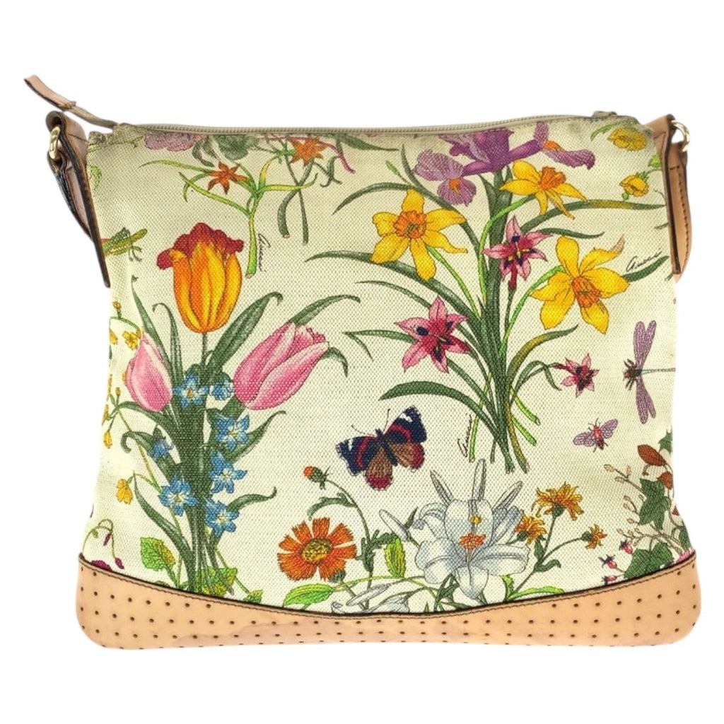 Gucci Flora Multicolor Gold Canvas Leather Shoulder Bag — view 2