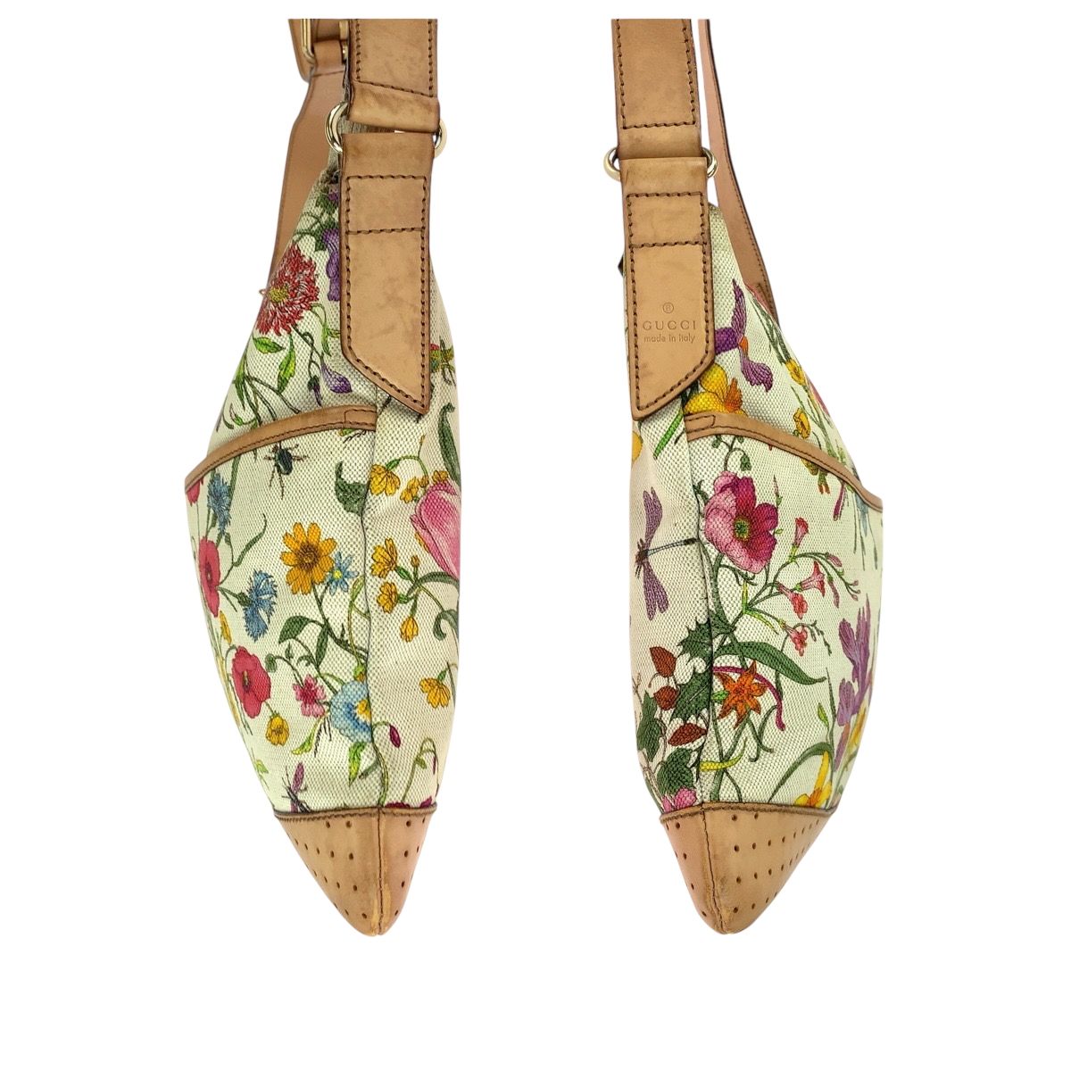 Gucci Flora Multicolor Gold Canvas Leather Shoulder Bag — view 8