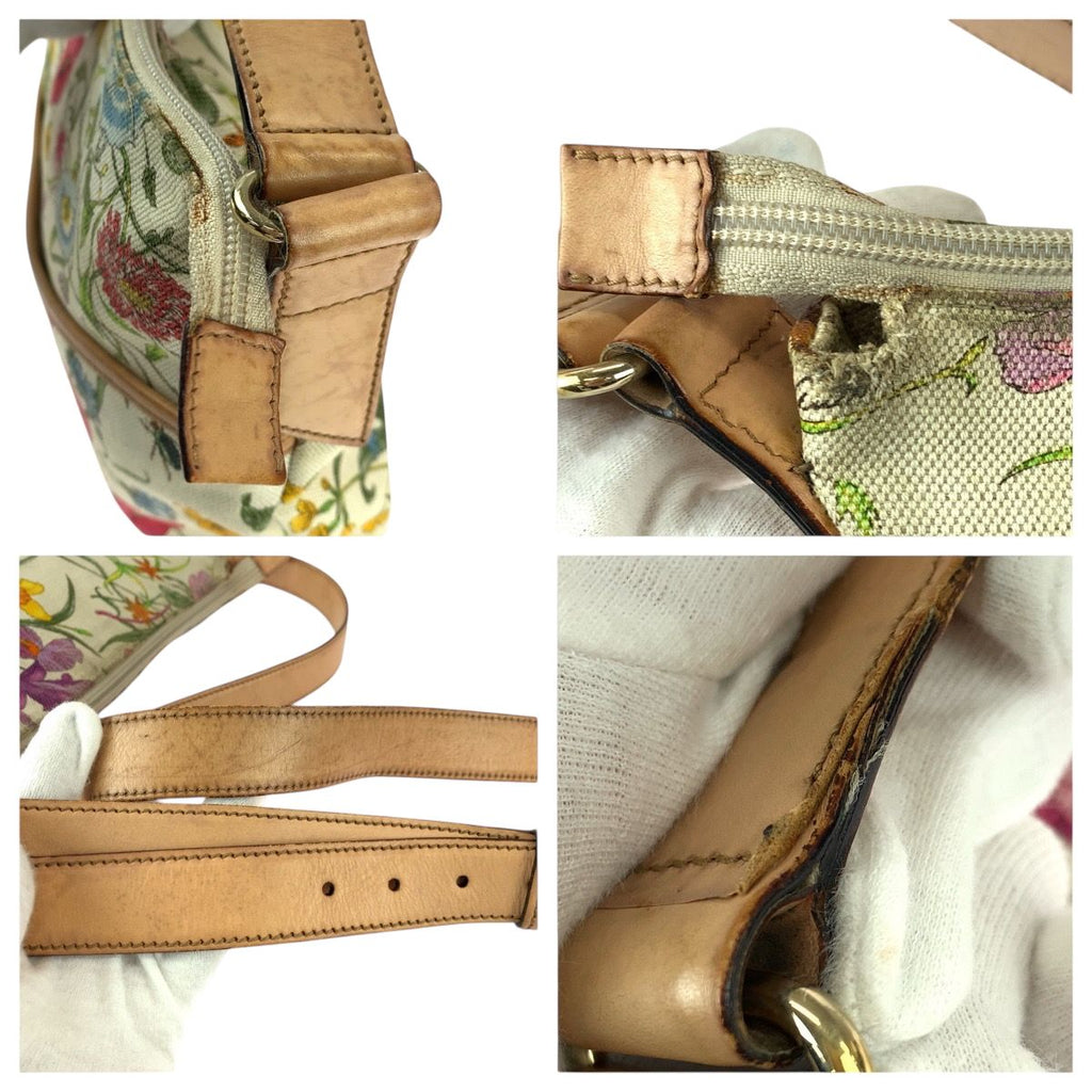 Gucci Flora Multicolor Gold Canvas Leather Shoulder Bag — view 6
