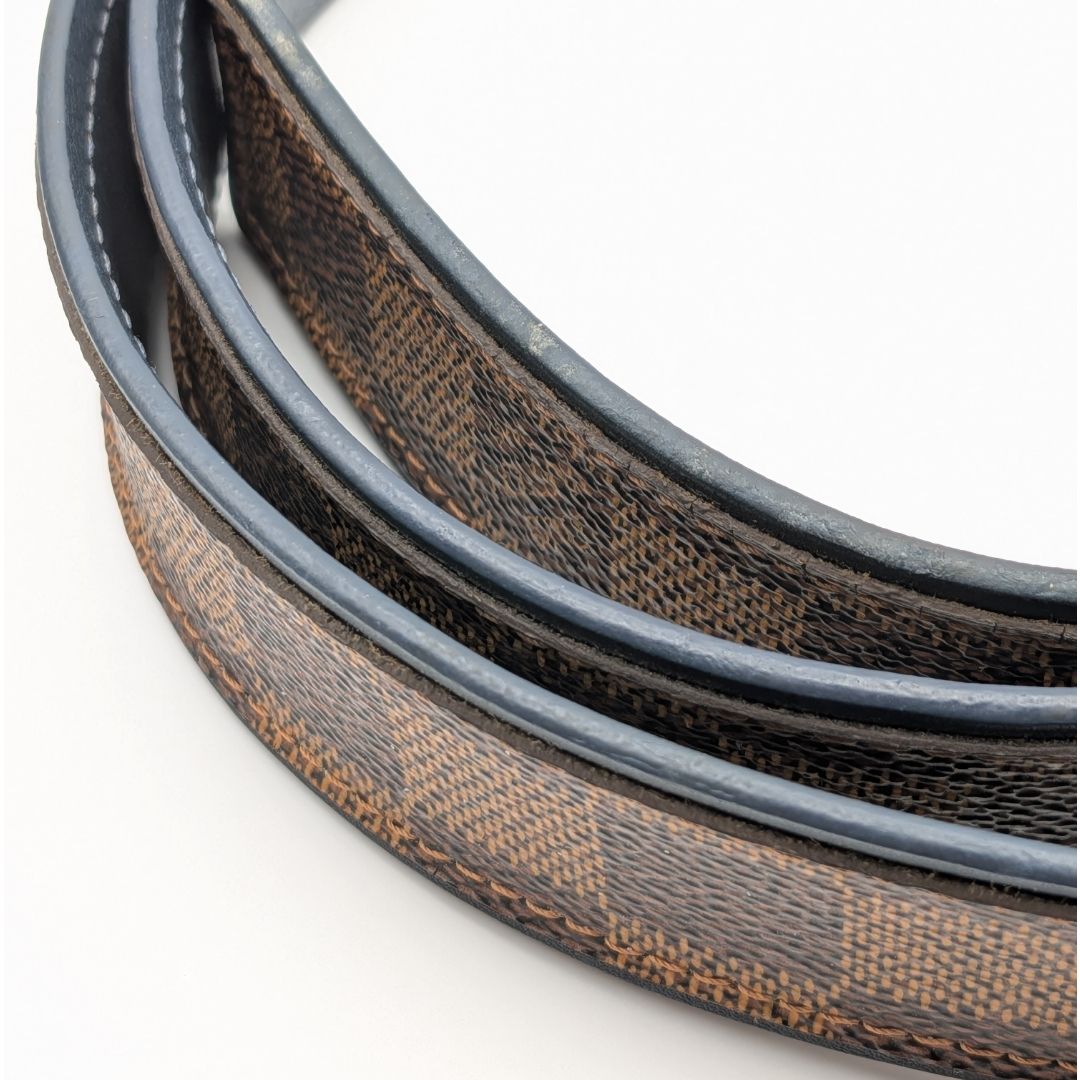 Louis Vuitton Ceinture Sidney Damier Belt Logo Silver Brown Navy — view 2