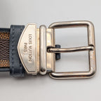 Louis Vuitton Ceinture Sidney Damier Belt Logo Silver Brown Navy — view 3