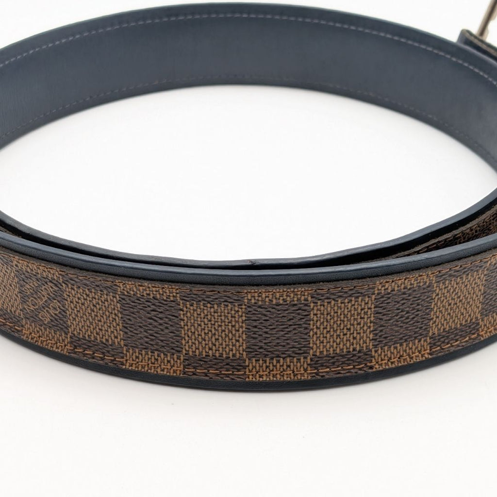 Louis Vuitton Ceinture Sidney Damier Belt Logo Silver Brown Navy — view 8