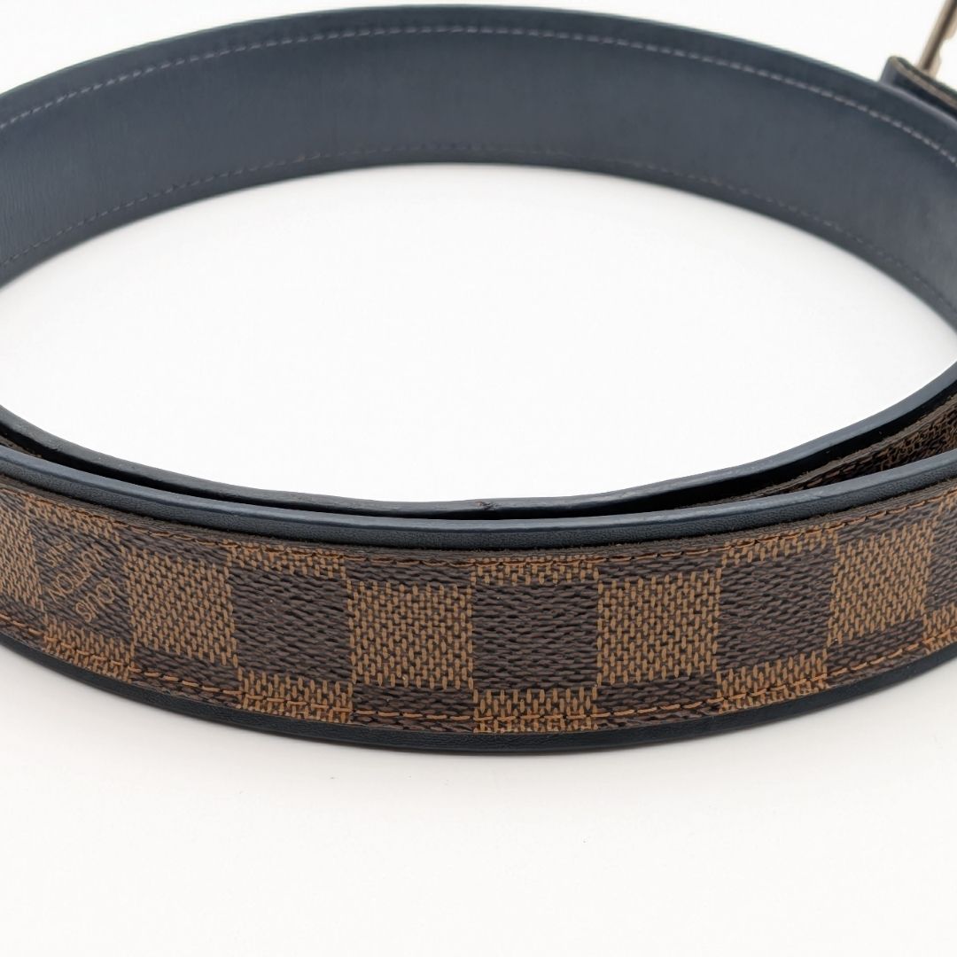 Louis Vuitton Ceinture Sidney Damier Belt Logo Silver Brown Navy — view 8