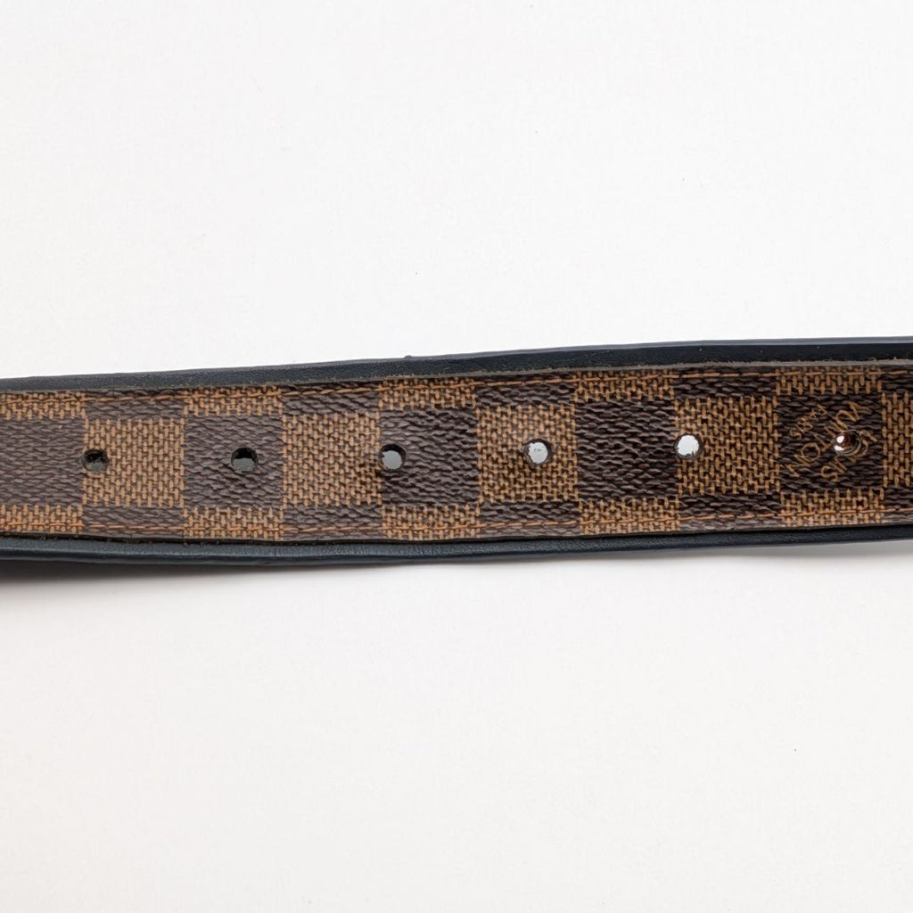 Louis Vuitton Ceinture Sidney Damier Belt Logo Silver Brown Navy — view 5
