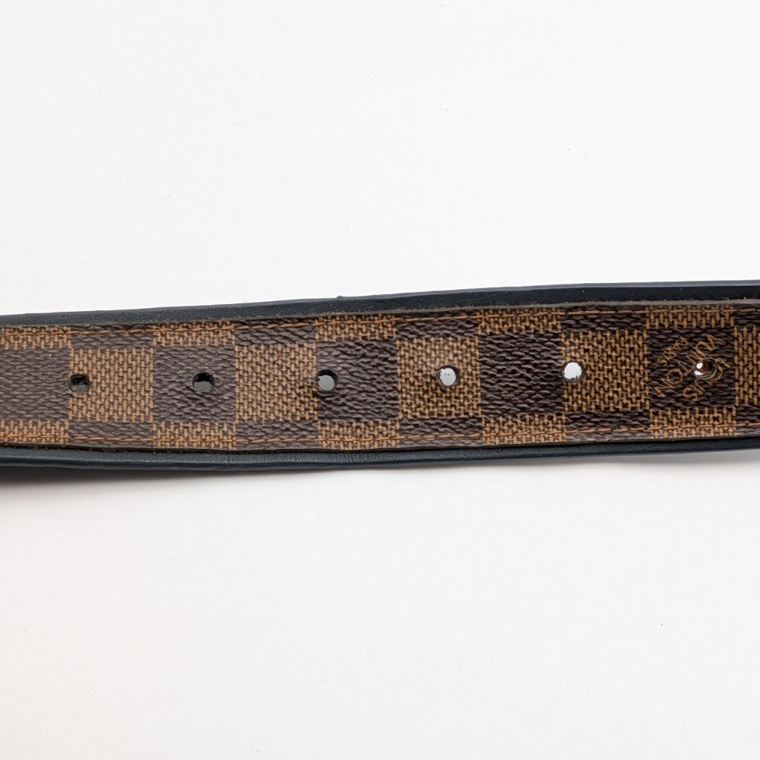 Louis Vuitton Ceinture Sidney Damier Belt Logo Silver Brown Navy — view 5