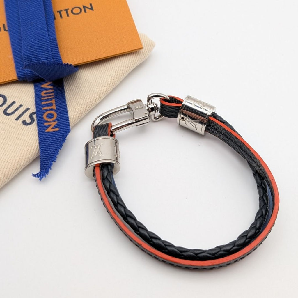 Louis Vuitton Bracelet LV Treble Damier Graphite Gray Blue Silver