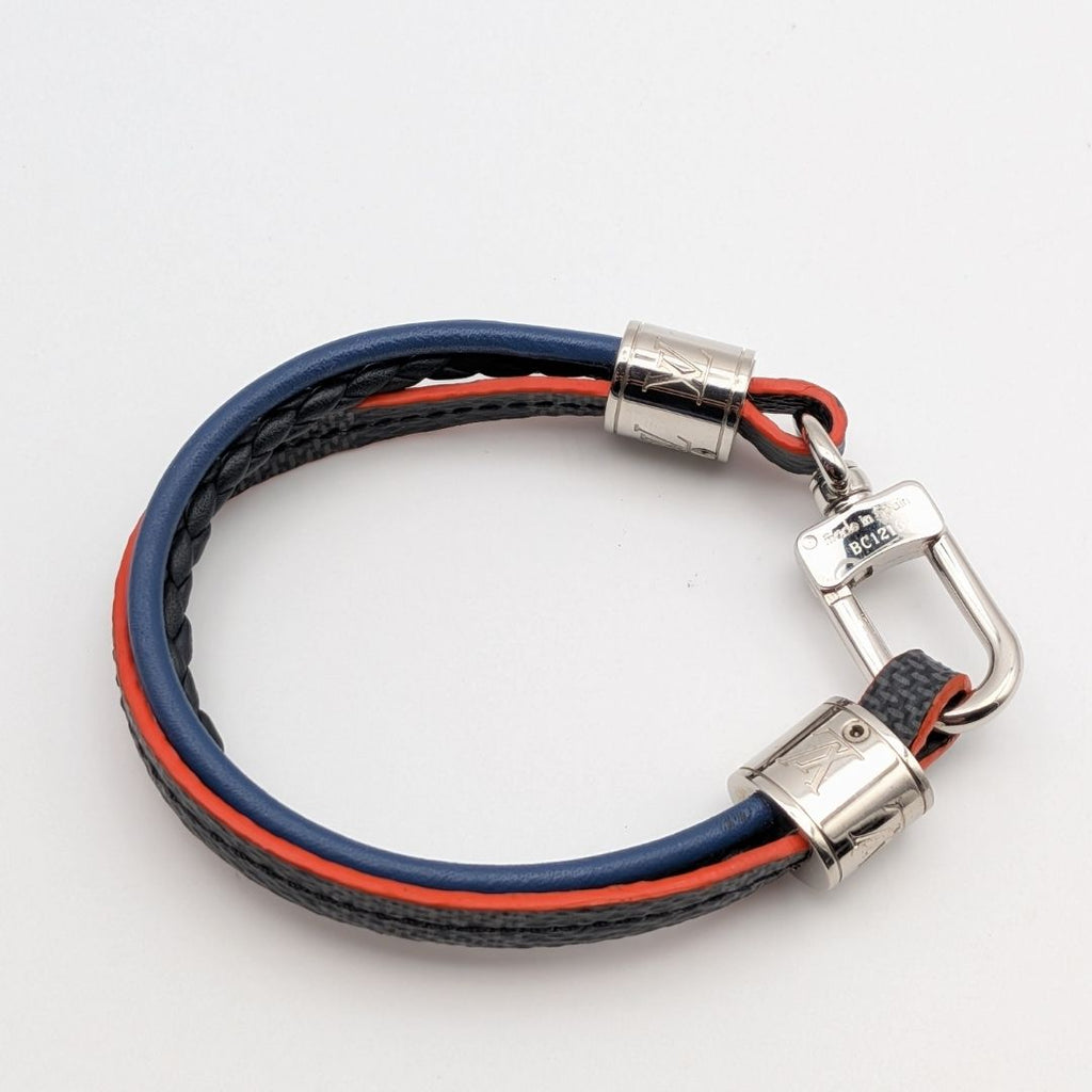 Louis Vuitton Bracelet LV Treble Damier Graphite Gray Blue Silver — view 6