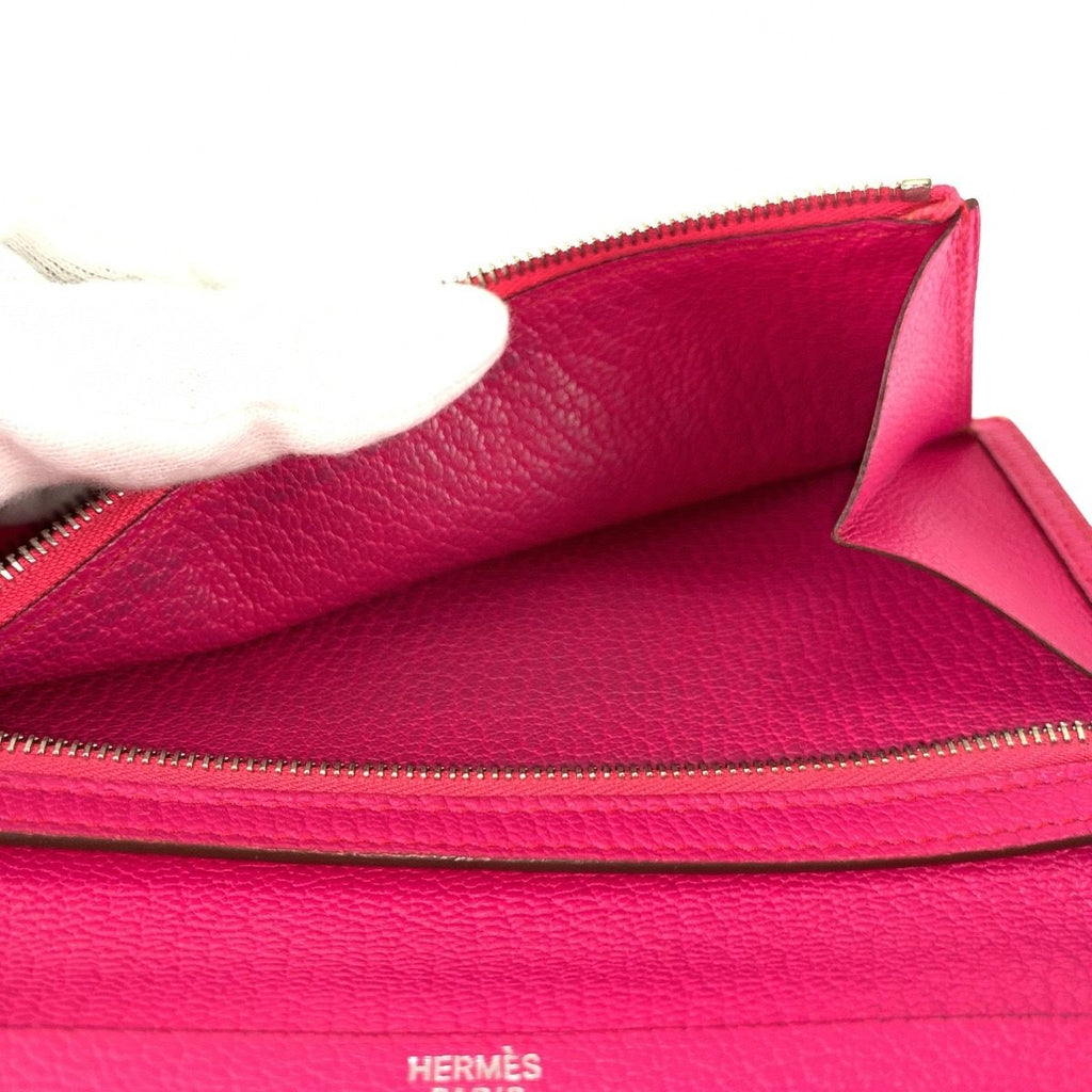 Hermes Bearn Classic Rose Tyrian Pink Chevre Wallet — view 8