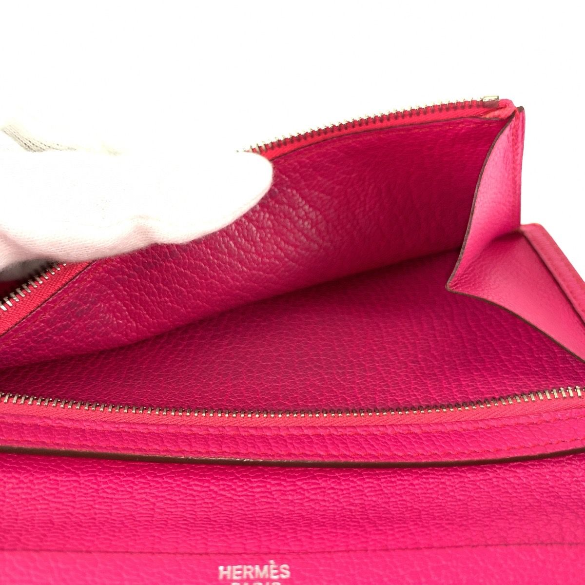 Hermes Bearn Classic Rose Tyrian Pink Chevre Wallet — view 8