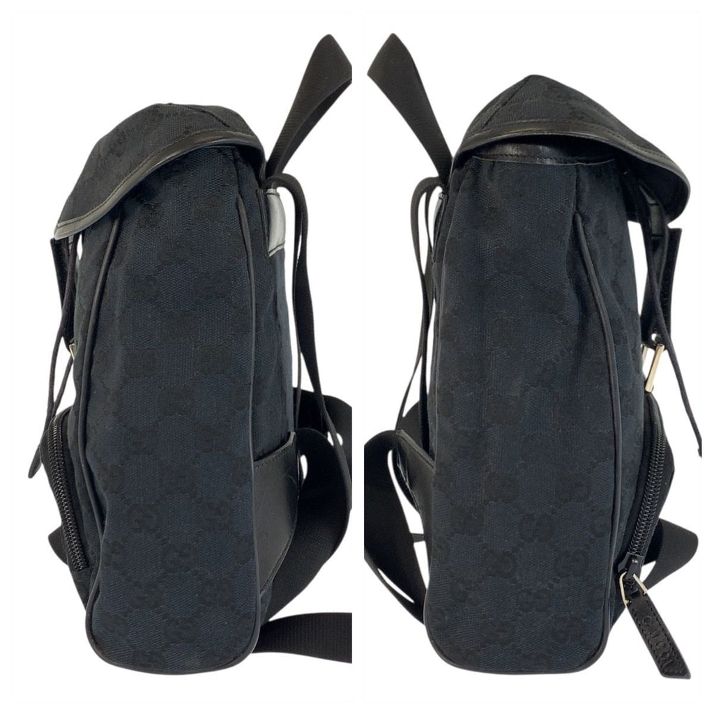 Gucci Black Silver GG Canvas Leather Backpack — view 8