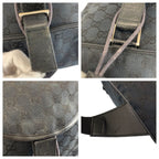 Gucci Black Silver GG Canvas Leather Backpack — view 6