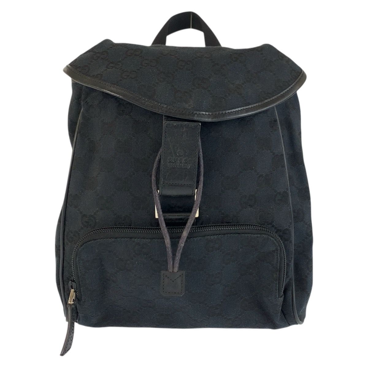 Gucci Black Silver GG Canvas Leather Backpack