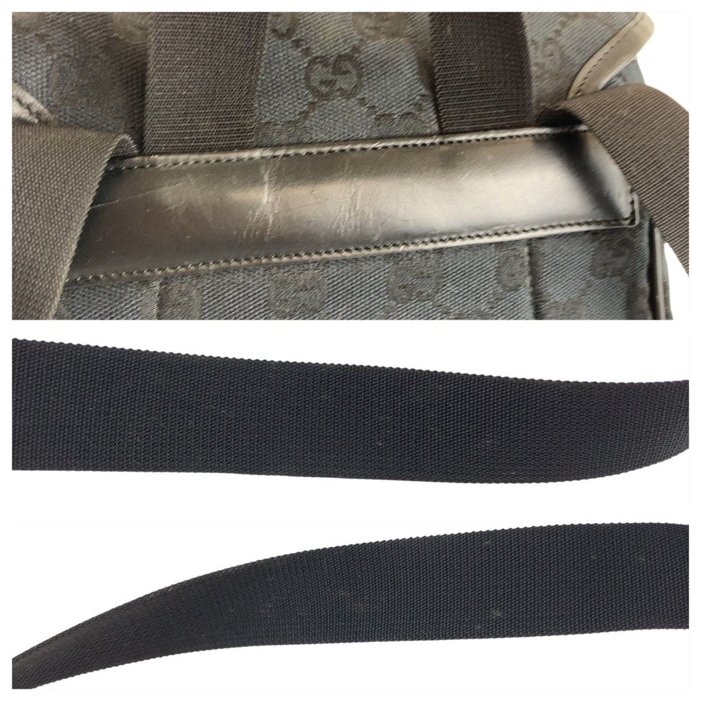 Gucci Black Silver GG Canvas Leather Backpack — view 5