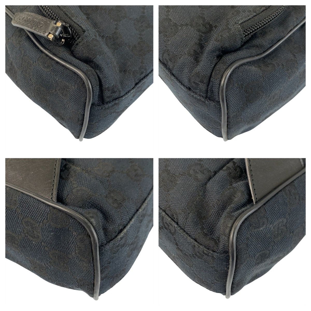 Gucci Black Silver GG Canvas Leather Backpack — view 4