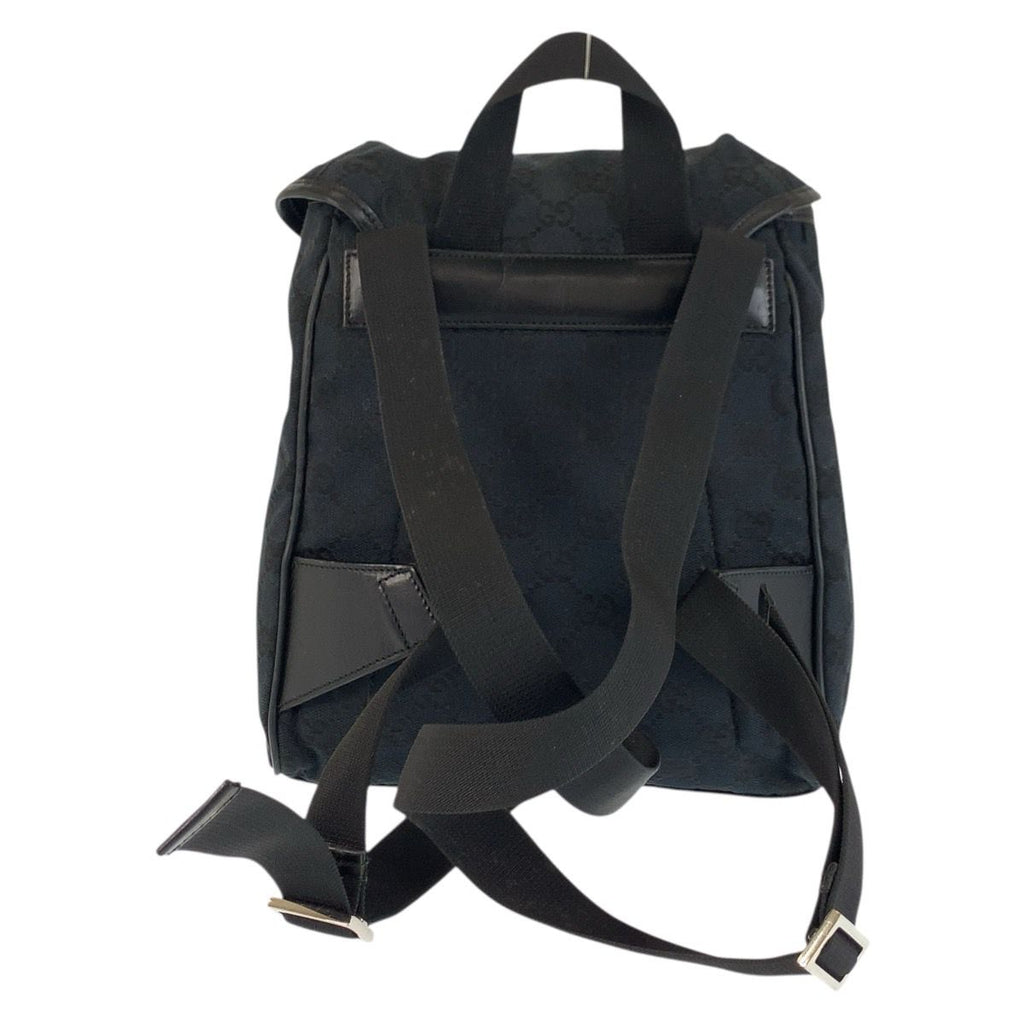 Gucci Black Silver GG Canvas Leather Backpack — view 2