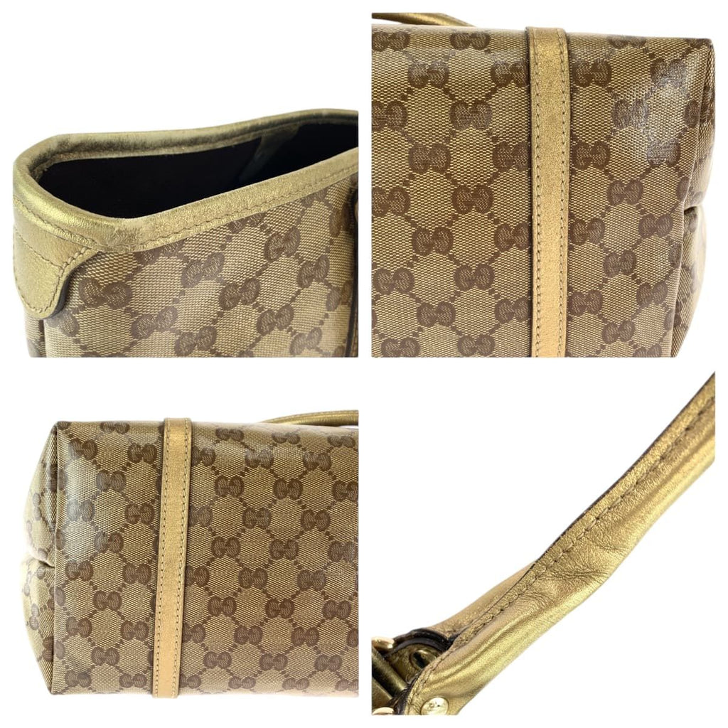 Gucci GG Crystal Beige Gold Tote Shoulder Bag — view 6