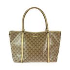 Gucci GG Crystal Beige Gold Tote Shoulder Bag
