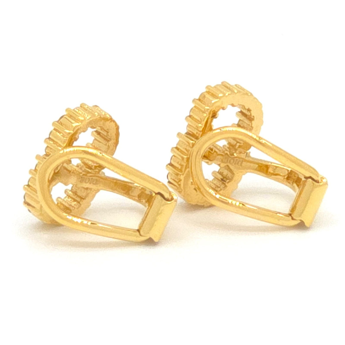 Dior Clair D Lune Clip Earrings White Crystal CD Signature Gold Tone Metal — view 3