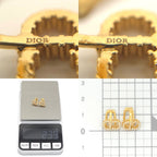 Dior Clair D Lune Clip Earrings White Crystal CD Signature Gold Tone Metal — view 8