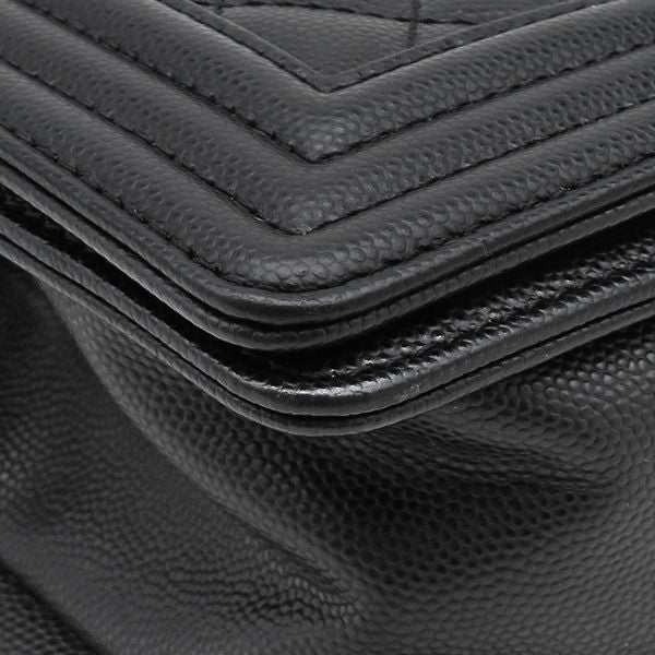 Chanel Shoulder Bag Boy 20 Caviar Leather Black Gunmetal Chain — view 4