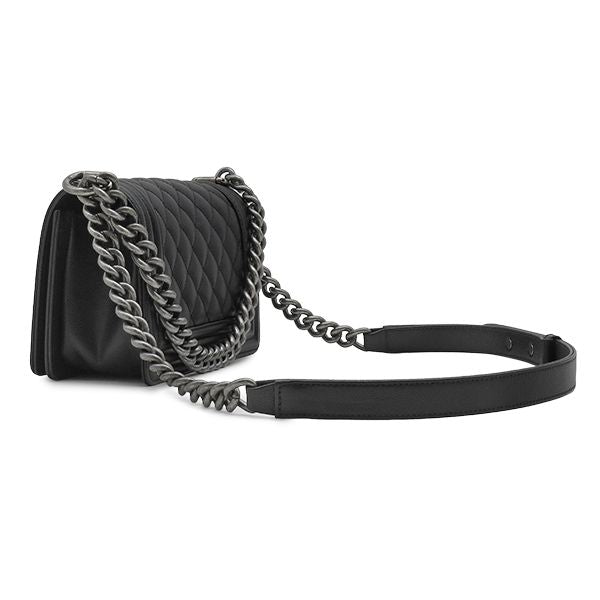 Chanel Shoulder Bag Boy 20 Caviar Leather Black Gunmetal Chain — view 2