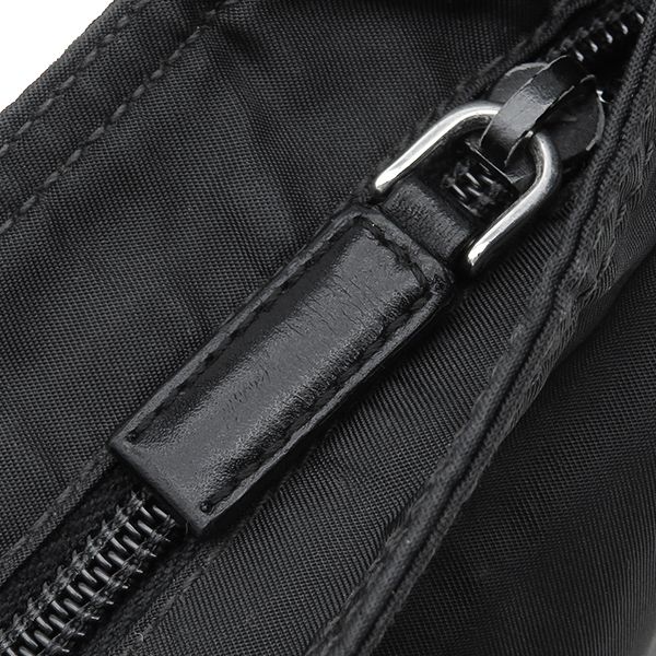 Prada Shoulder Bag Triangle Logo Nylon Black Silver — view 7