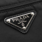 Prada Shoulder Bag Triangle Logo Nylon Black Silver — view 6