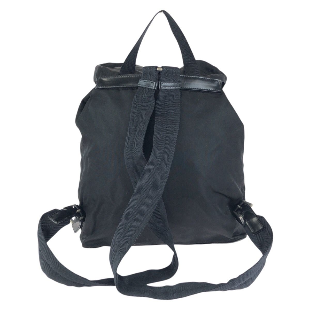 Prada Tessuto Black Silver Nylon Leather Backpack — view 2