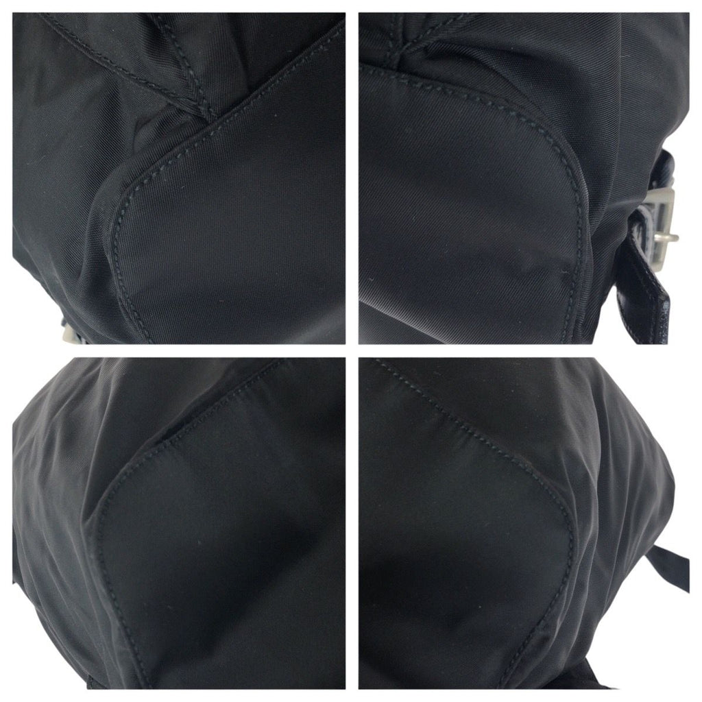 Prada Tessuto Black Silver Nylon Leather Backpack — view 4