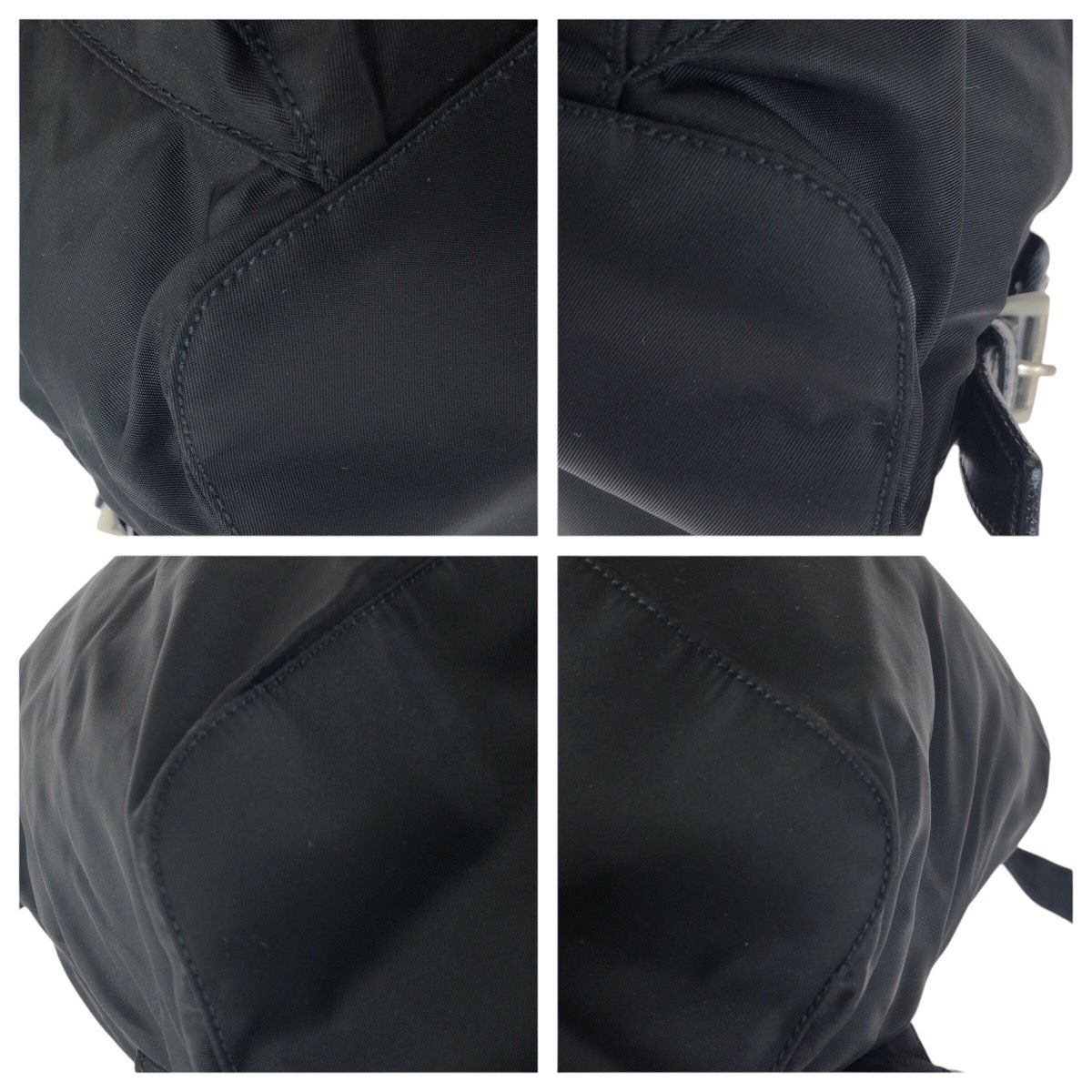 Prada Tessuto Black Silver Nylon Leather Backpack — view 4
