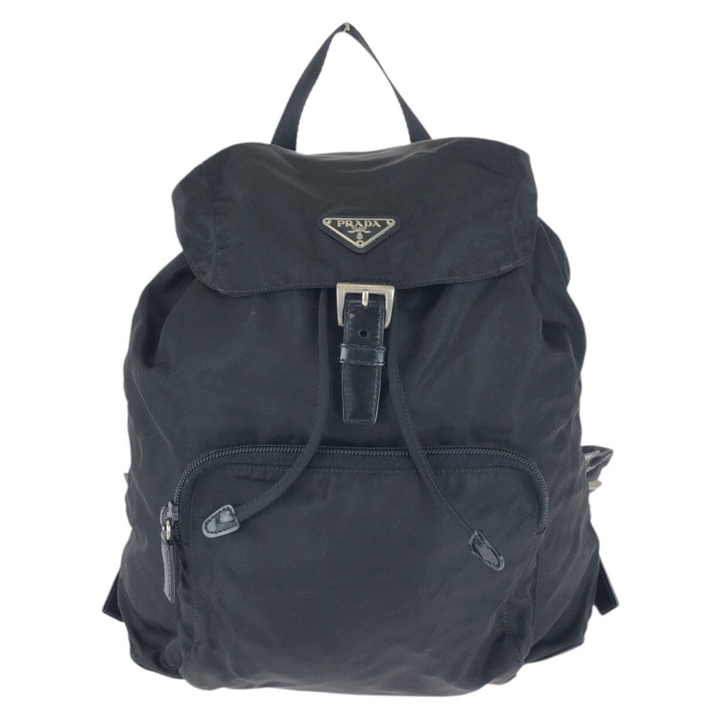 Prada Tessuto Black Silver Nylon Leather Backpack