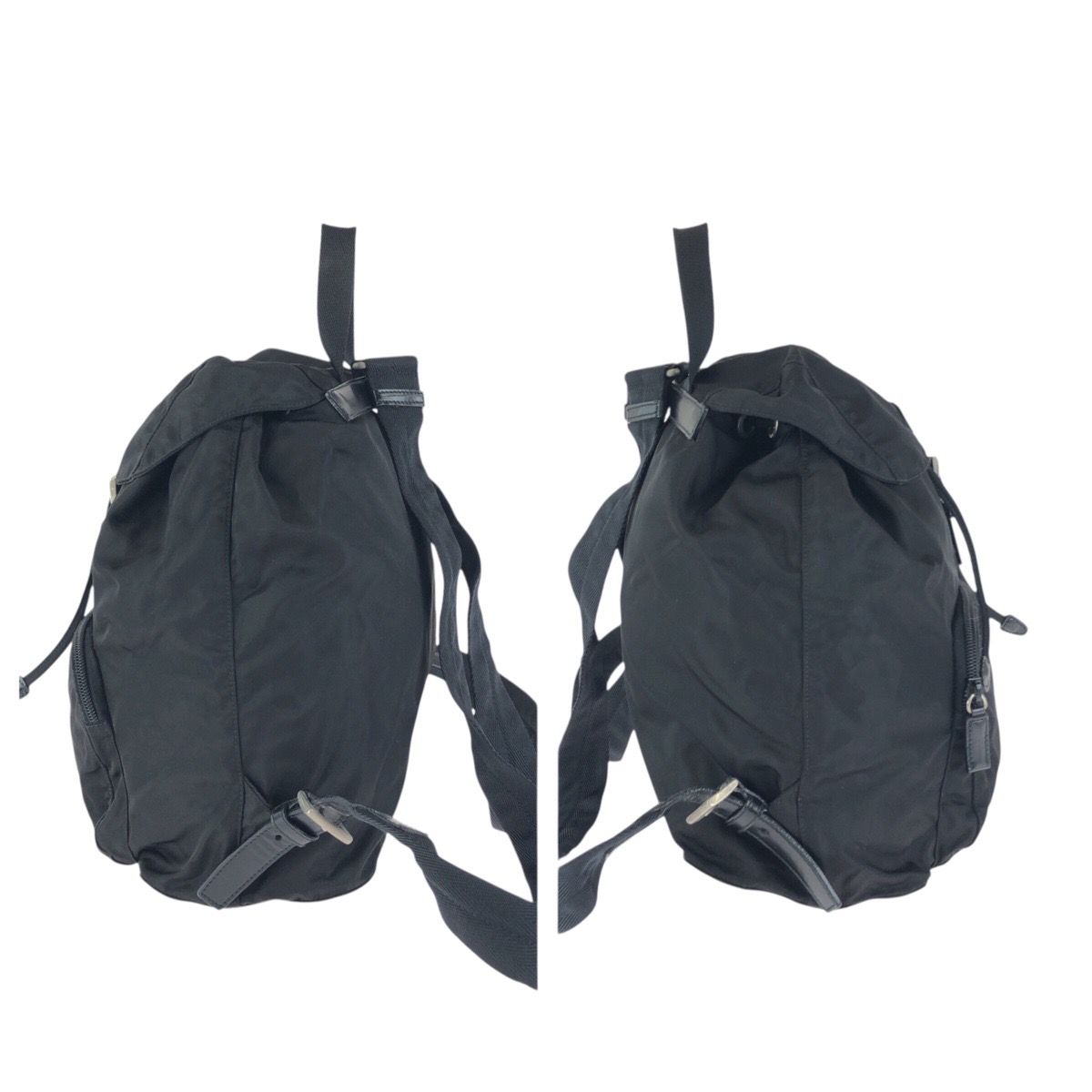 Prada Tessuto Black Silver Nylon Leather Backpack — view 8