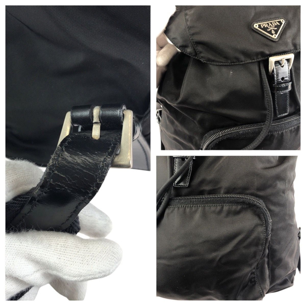 Prada Tessuto Black Silver Nylon Leather Backpack — view 5
