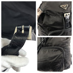 Prada Tessuto Black Silver Nylon Leather Backpack — view 5