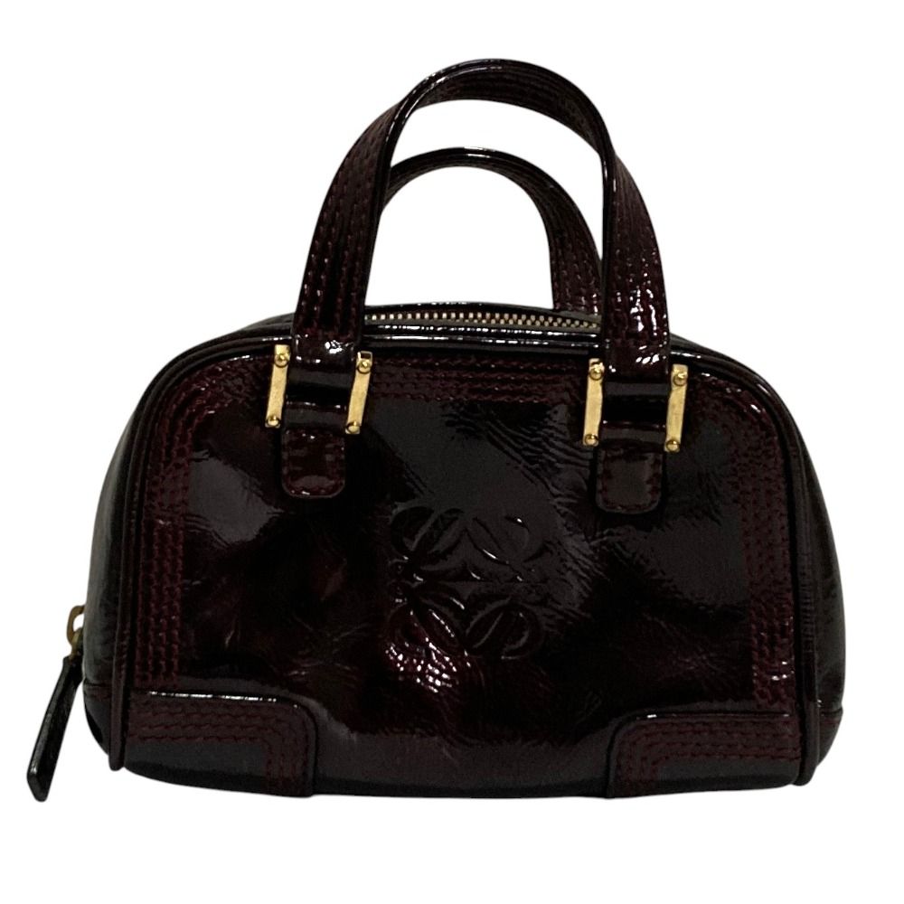 Loewe Amazona Micro Mini Patent Leather Shoulder Pouch Burgundy