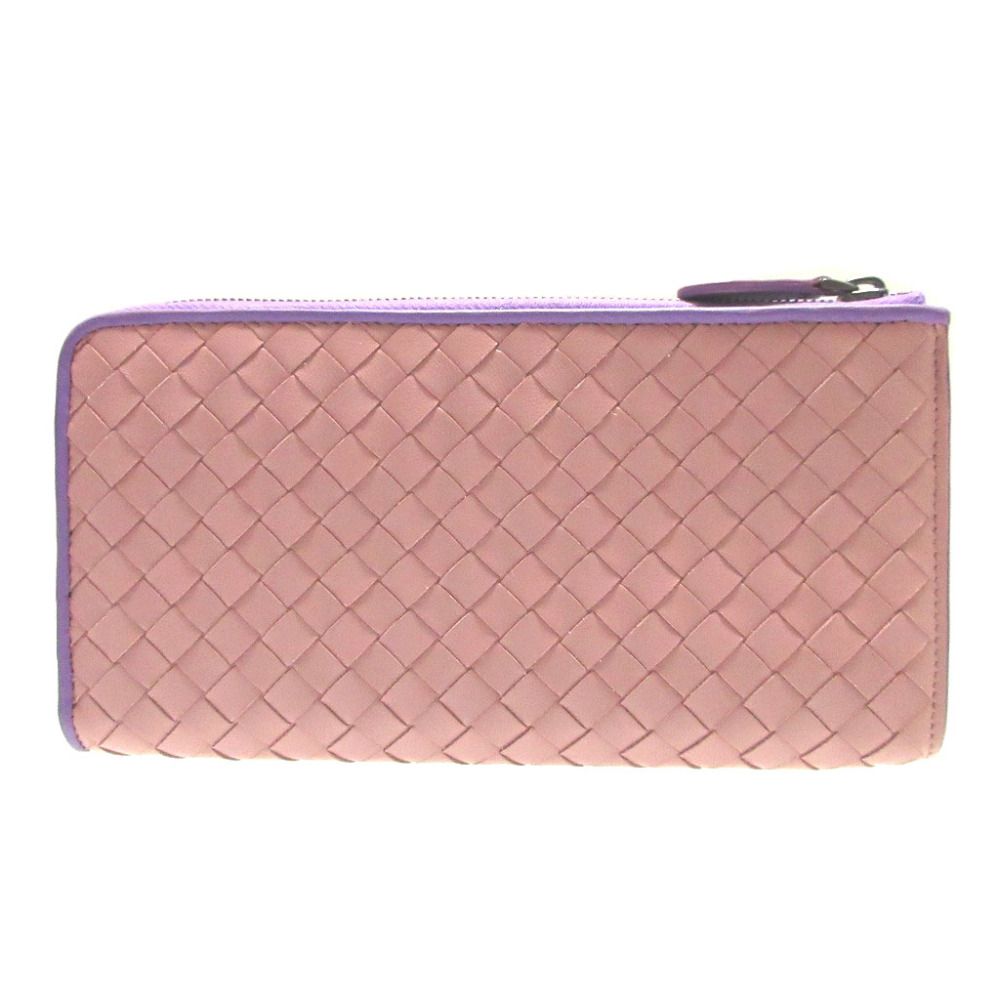 Bottega Veneta Intrecciato Leather Pink Purple L-shaped Zipper Wallet — view 3