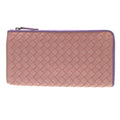 Bottega Veneta Intrecciato Leather Pink Purple L-shaped Zipper Wallet