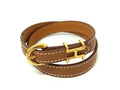 Hermes Trench Leather Gold Bracelet Brown