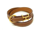 Hermes Trench Leather Gold Bracelet Brown
